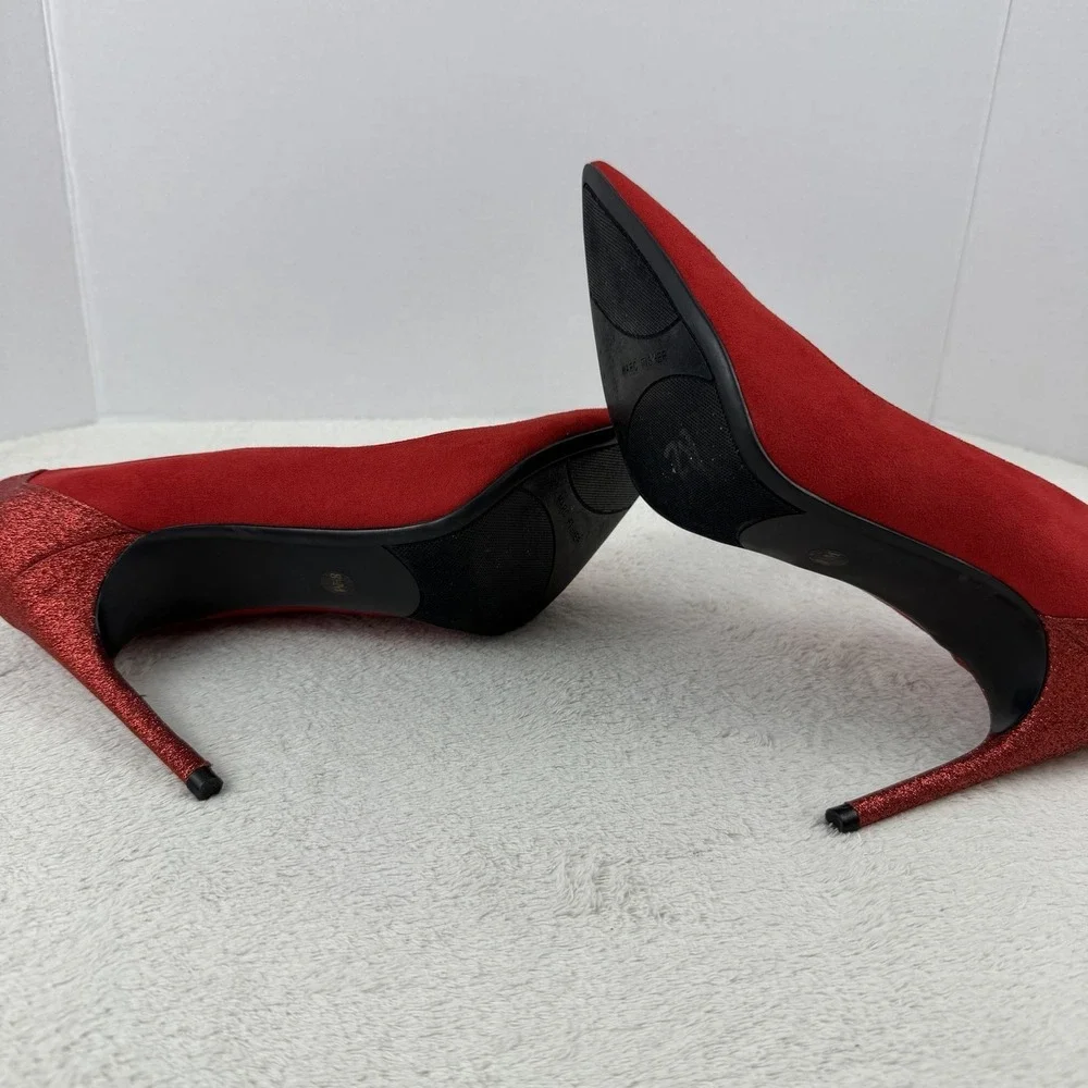 Marc Fisher Red Suede‎ Pumps Glitter Stiletto Heels Size 8.5M